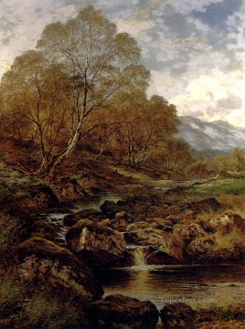 ブルック川の流れ Painting - ウェールズの丘からの流れ 風景 ベンジャミン・ウィリアムズ リーダー
